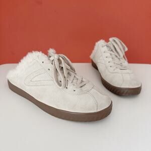 Tretorn Ivory Ice Cam 2 Suede Fur Lined Slip On Mule Sneaker Size 9.5
